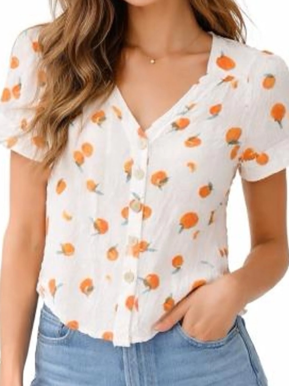 Maeve Anthropologie Textured Diamond Dobby White  Fruit Print Blouse Sz 8